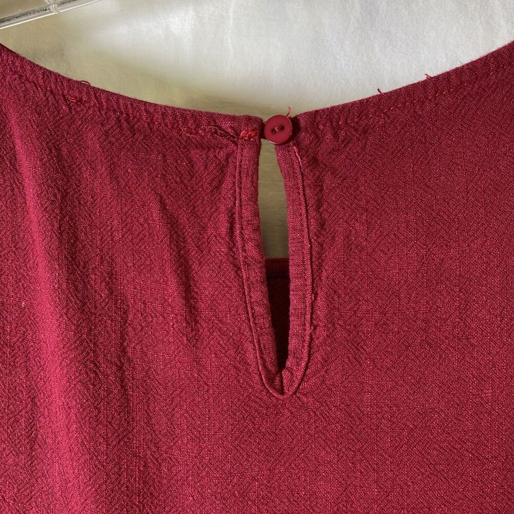 De-Tagged Umgee Womens - Size XL - Brick Red Rough Woven Fringe Babydoll Dress - Picture 7 of 8